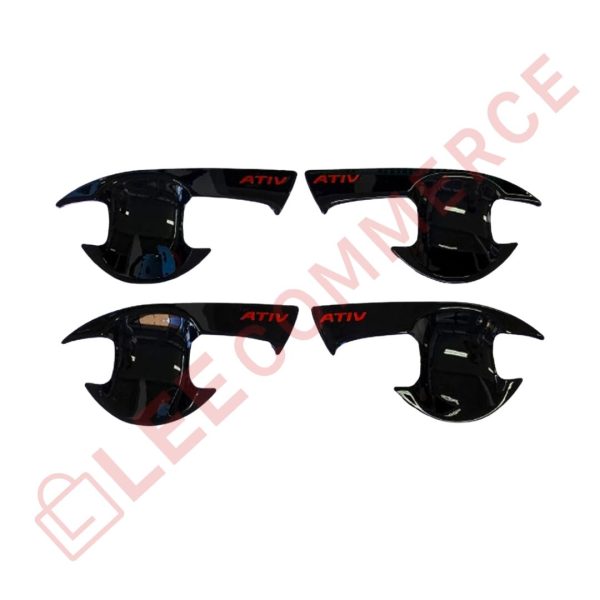 เบ้ารองมือจับประตู TOYOTA YARIS ATIV 2022 สีดำเงา+โลโก้แดง (F4)
